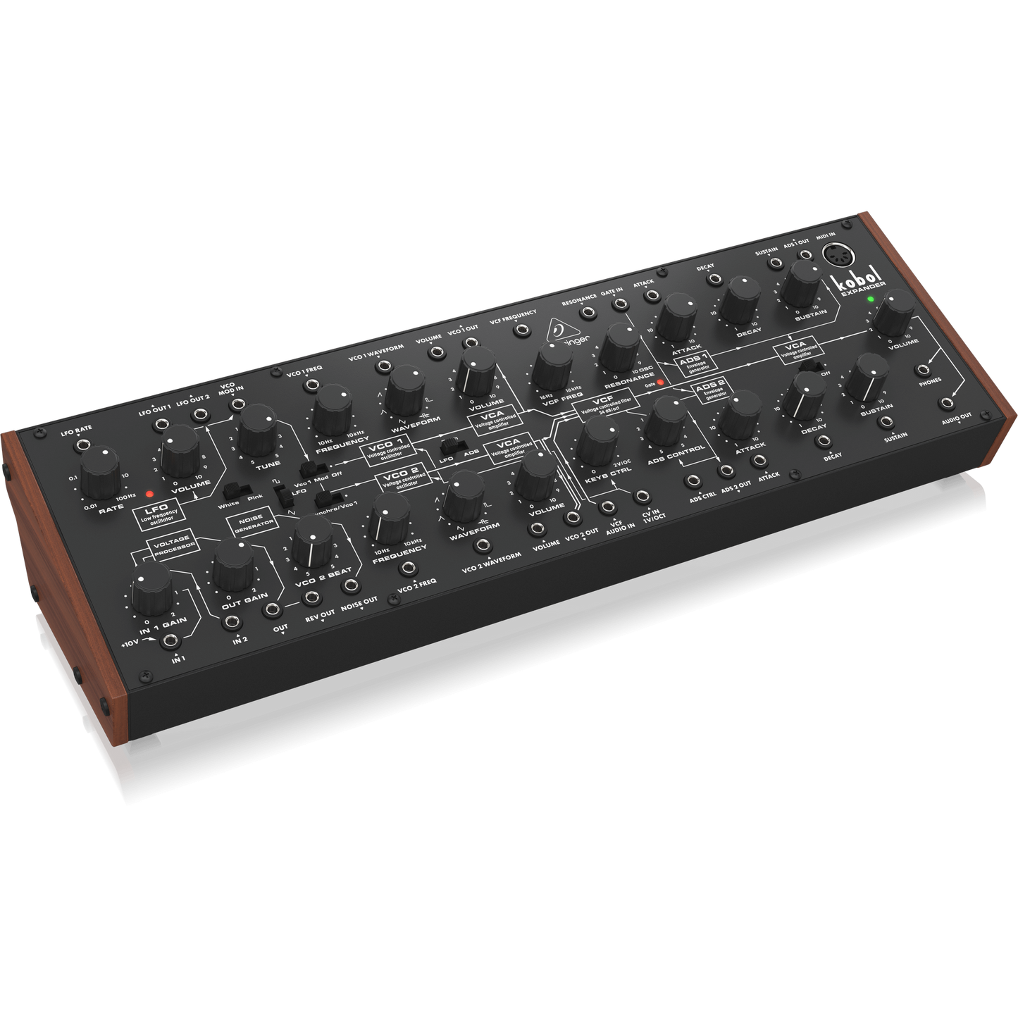 Behringer Kobol Expander Analog Semi-Modular Synthesizer with 2 VCOs Featuring 7 Variable Waveshapes and Unique Kobol VCF in Eurorack Format