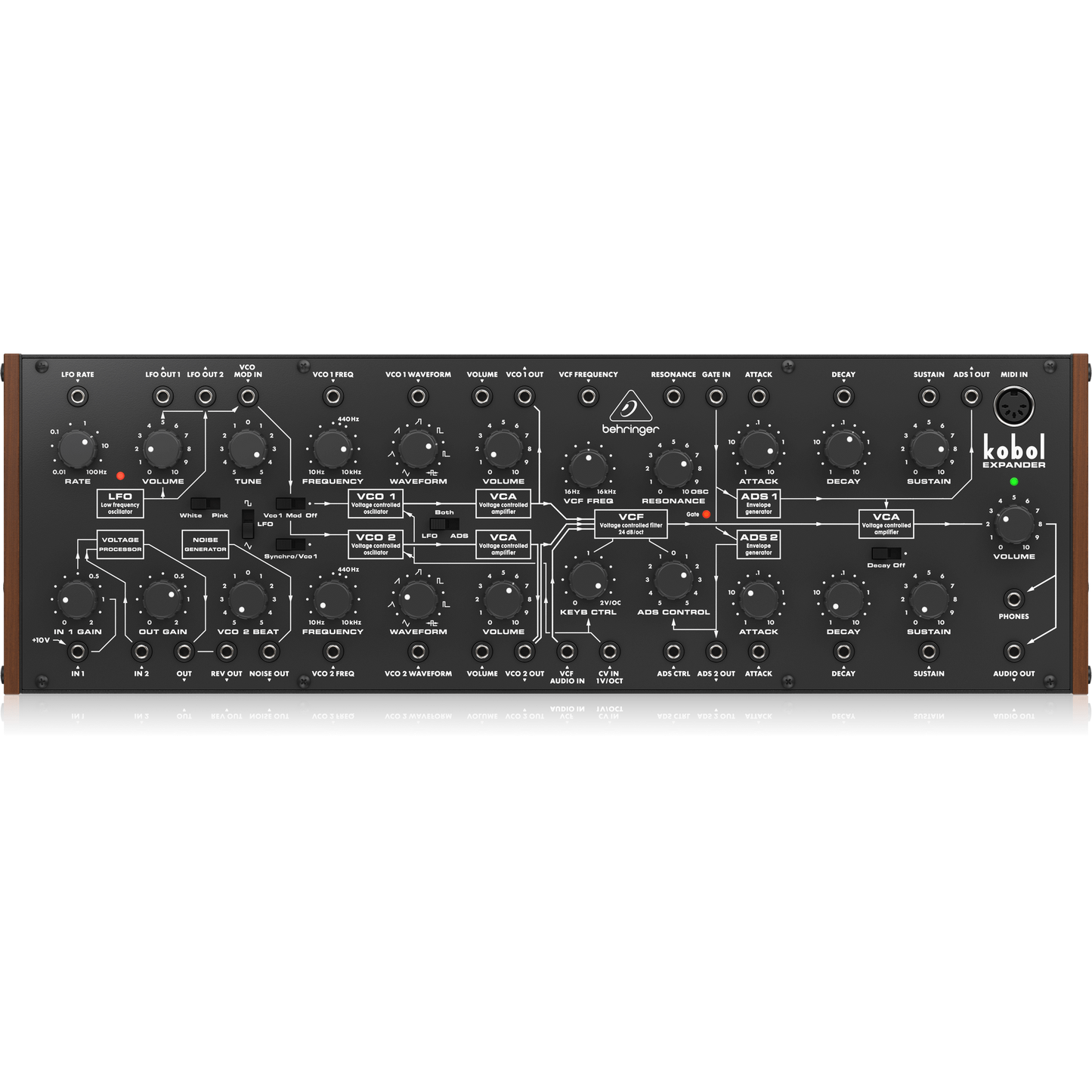 Behringer Kobol Expander Analog Semi-Modular Synthesizer with 2 VCOs Featuring 7 Variable Waveshapes and Unique Kobol VCF in Eurorack Format
