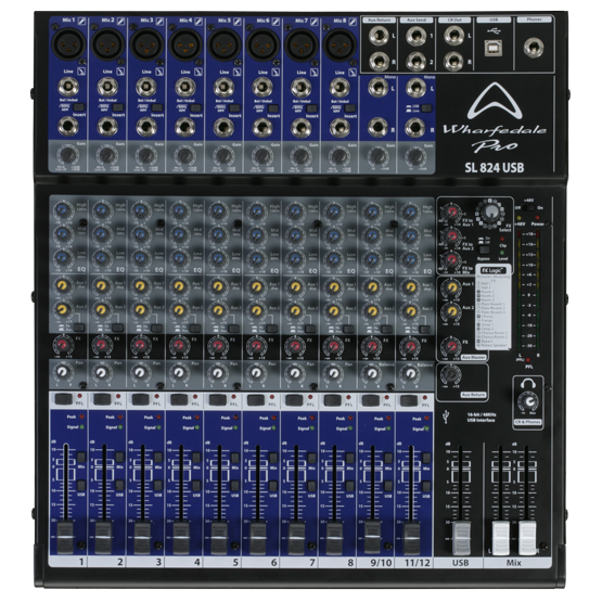 Wharfedale Pro SL824USB Mixer Audio 12 CH 8 Mono & 2 Stereo FX وUSB Interface