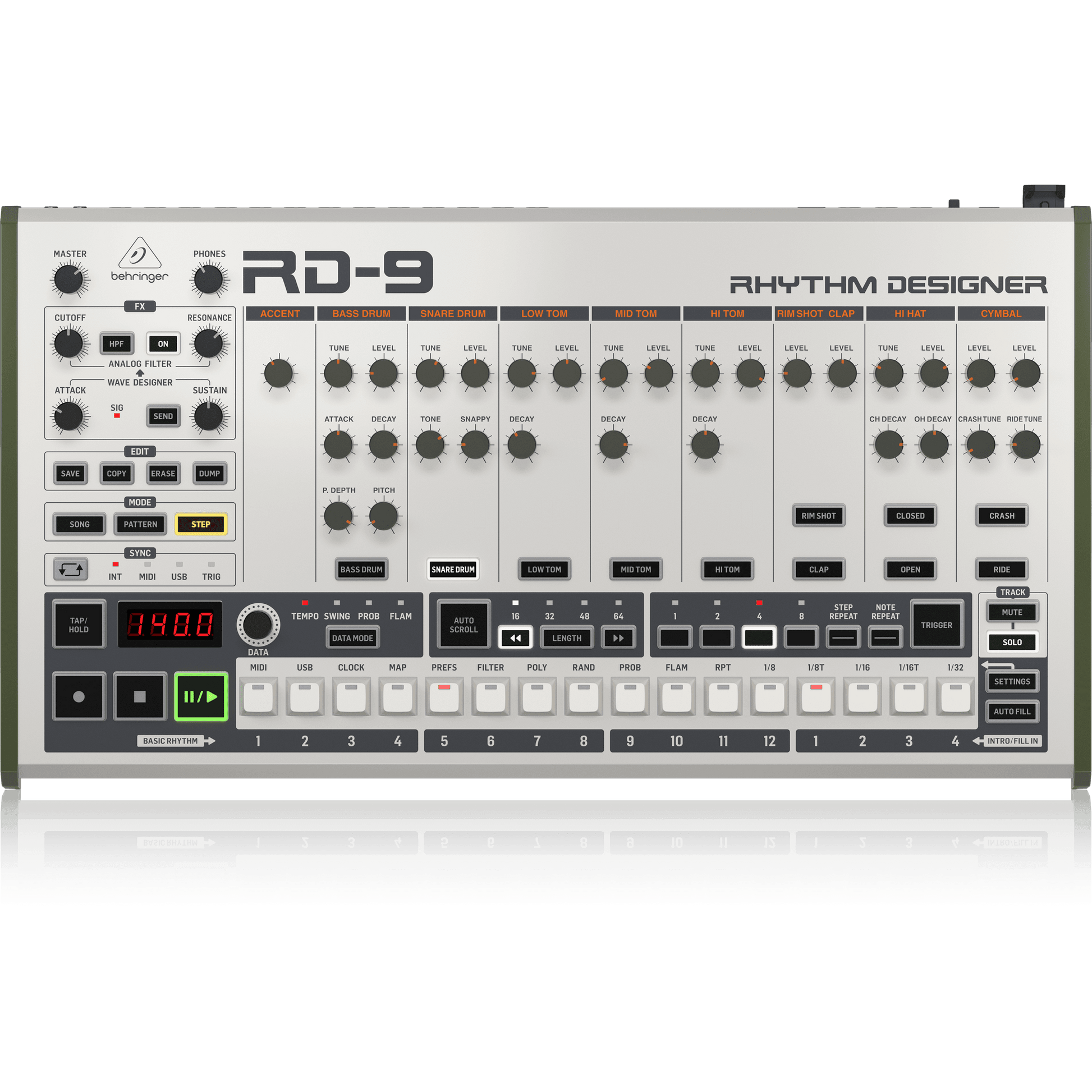 Behringer RD9 Analog/Digital Drum Machine with 11 Drum Sounds - MusicMajlis