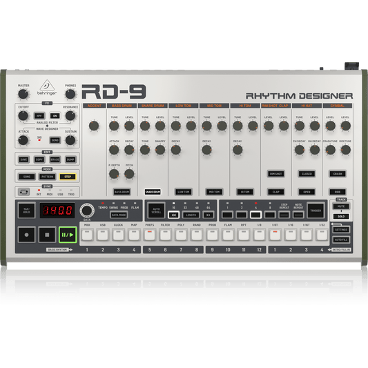 Behringer RD9 Analog/Digital Drum Machine with 11 Drum Sounds - MusicMajlis