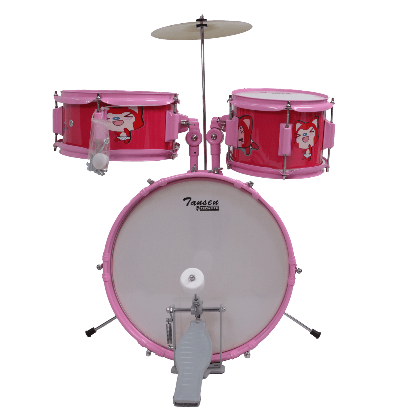 Tovaste J1043 Junior Drum Kit with Throne & Cymbal (w/o Snare), Cartoon Design - MusicMajlis