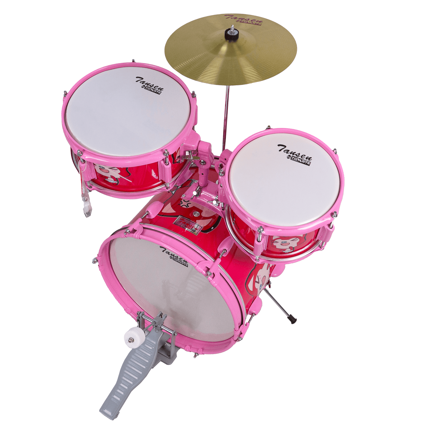 Tovaste J1043 Junior Drum Kit with Throne & Cymbal (w/o Snare), Cartoon Design - MusicMajlis