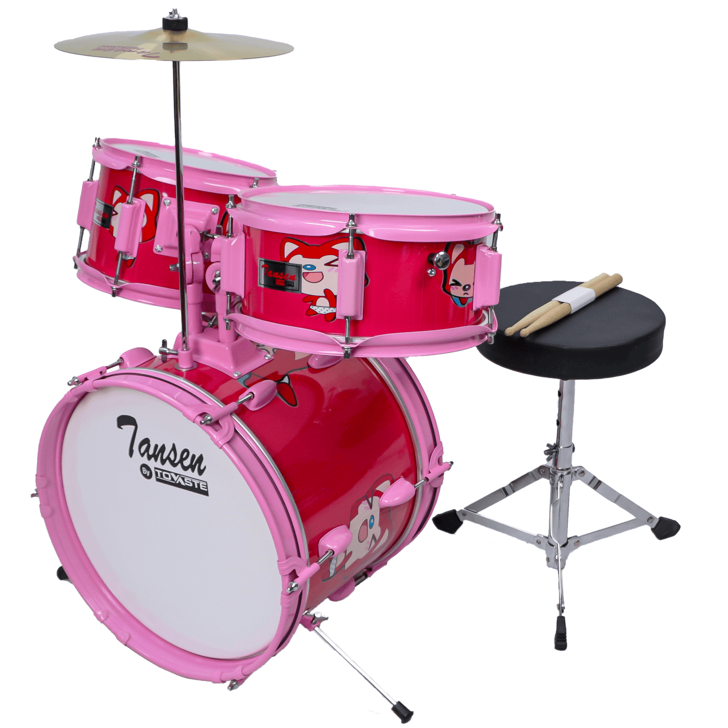 Tovaste J1043 Junior Drum Kit with Throne & Cymbal (w/o Snare), Cartoon Design - MusicMajlis