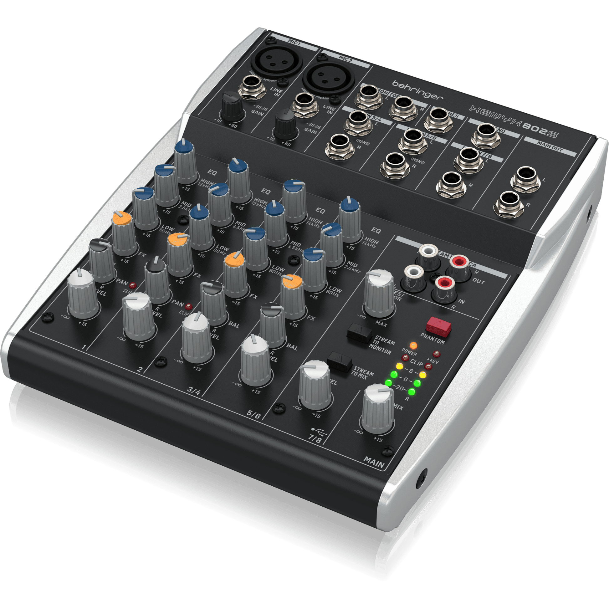 Behringer XENYX 802S Premium Analog 8-Input Mixer with USB Streaming Interface