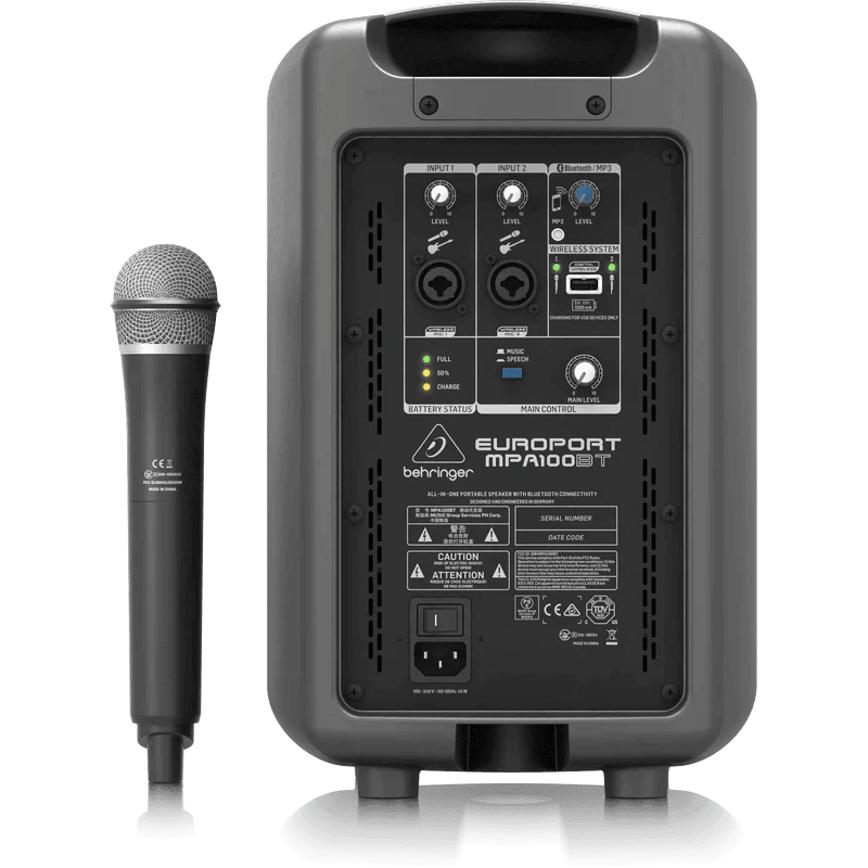 Behringer Europort MPA100BT - 100 Watt Portable Bluetooth Speaker
