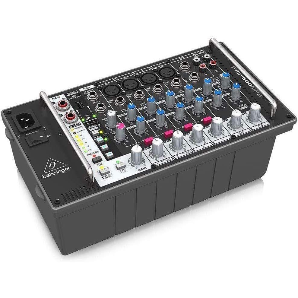 Behringer PMP500MP3 Ultra-Compact 500-Watt 8-Channel Powered Mixer with MP3 Player, Re