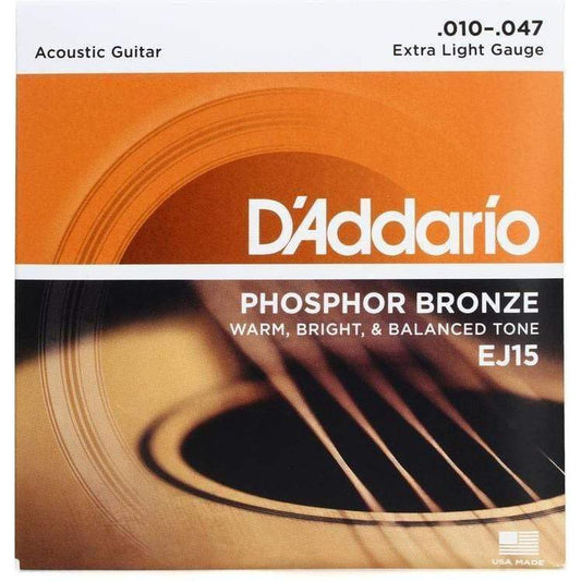 D'Addario EJ15 - Phosphor Bronze Extra Light Acoustic Strings