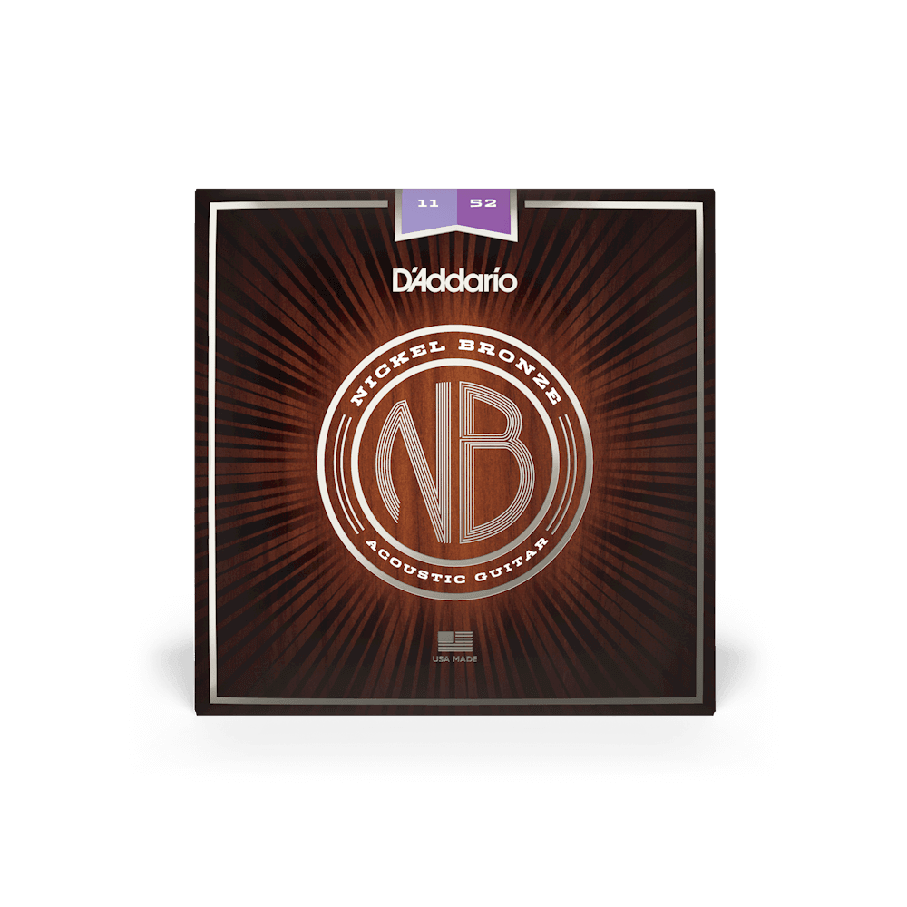 D'Addario NB1152 Acoustic Guitar String Set, Nickel Bronze 0.11 - 0.52 Custom Light Gauge