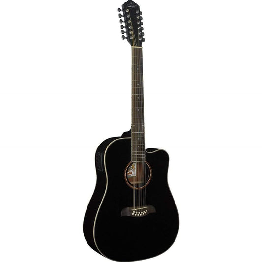Oscar Schmidt OD312CEB 12-string Semi-Acoustic Guitar - Black
