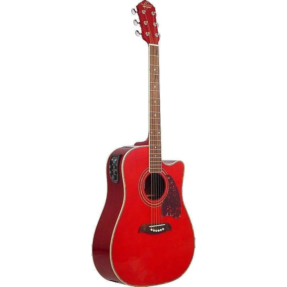 Oscar Schmidt OG2CETR Acoustic Guitar - Trans Red