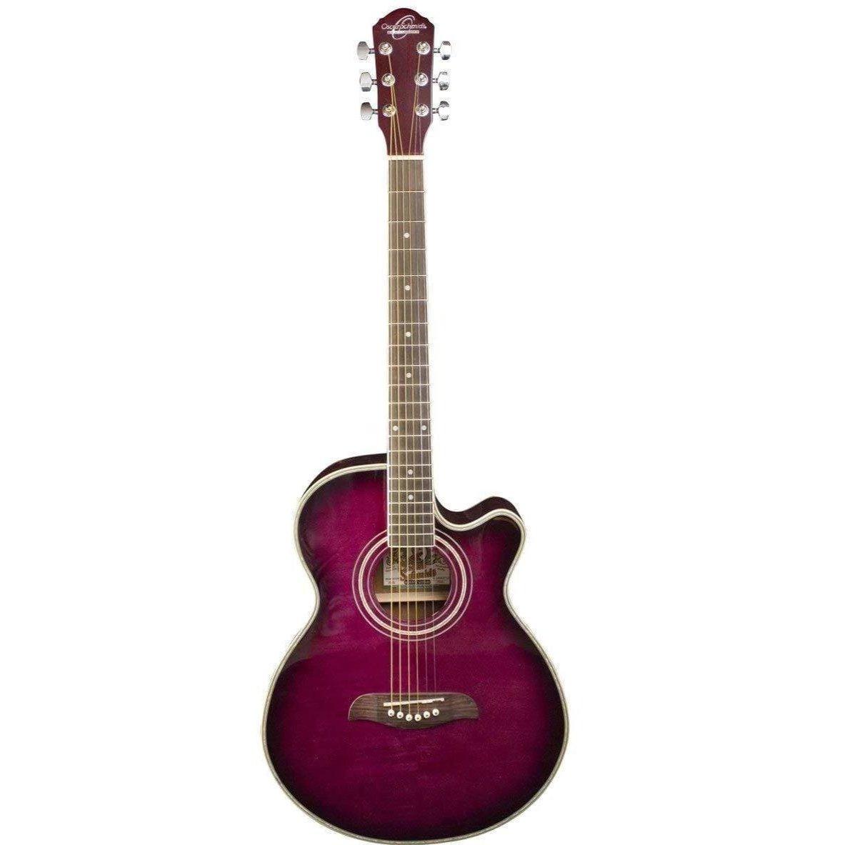 Oscar Schmidt OG10CEFTPB Semi-Acoustic Guitar - Flame Trans Purple Sunburst