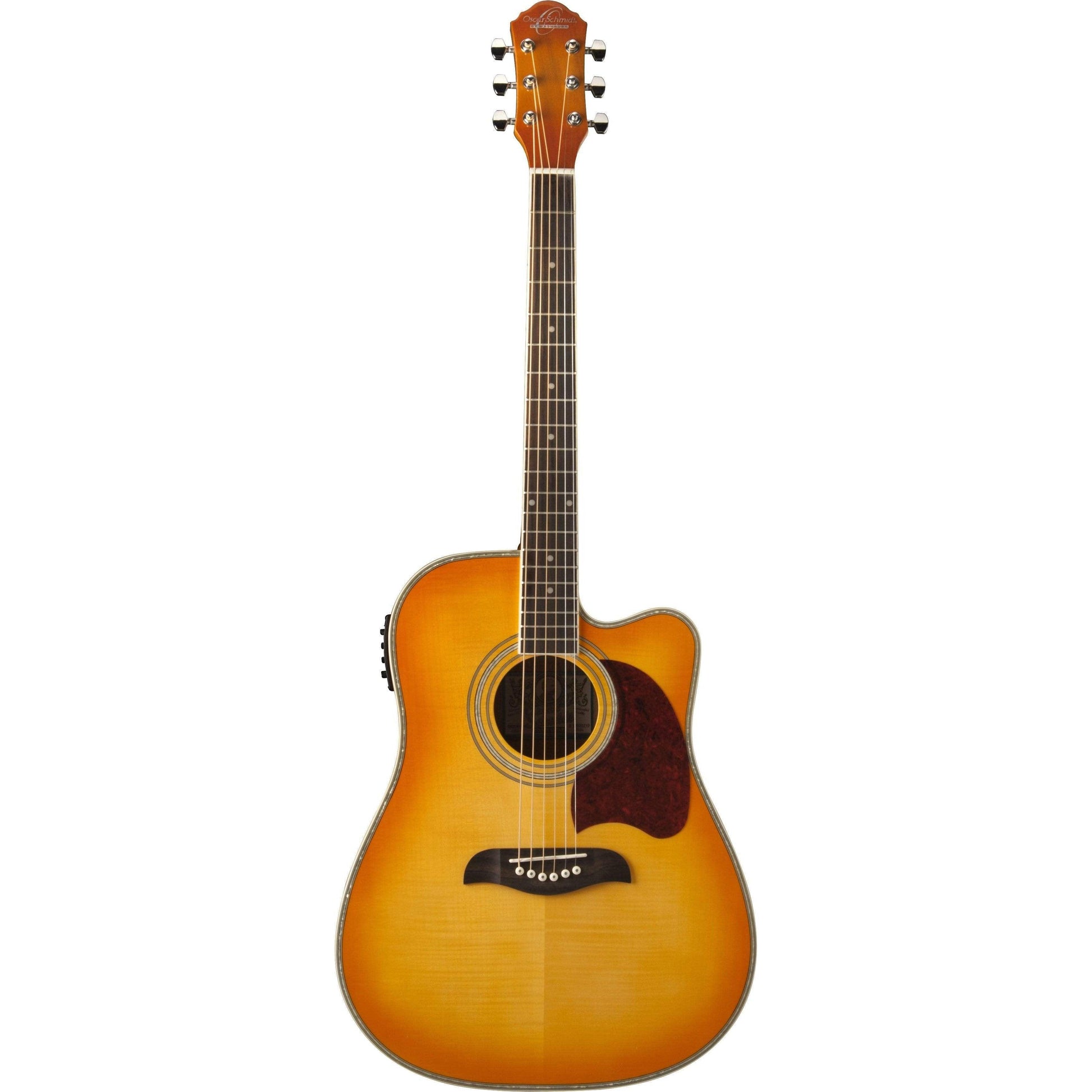 Oscar Schmidt OG2CEFYS Semi-Acoustic Guitar - Flame Yellow Sunburst