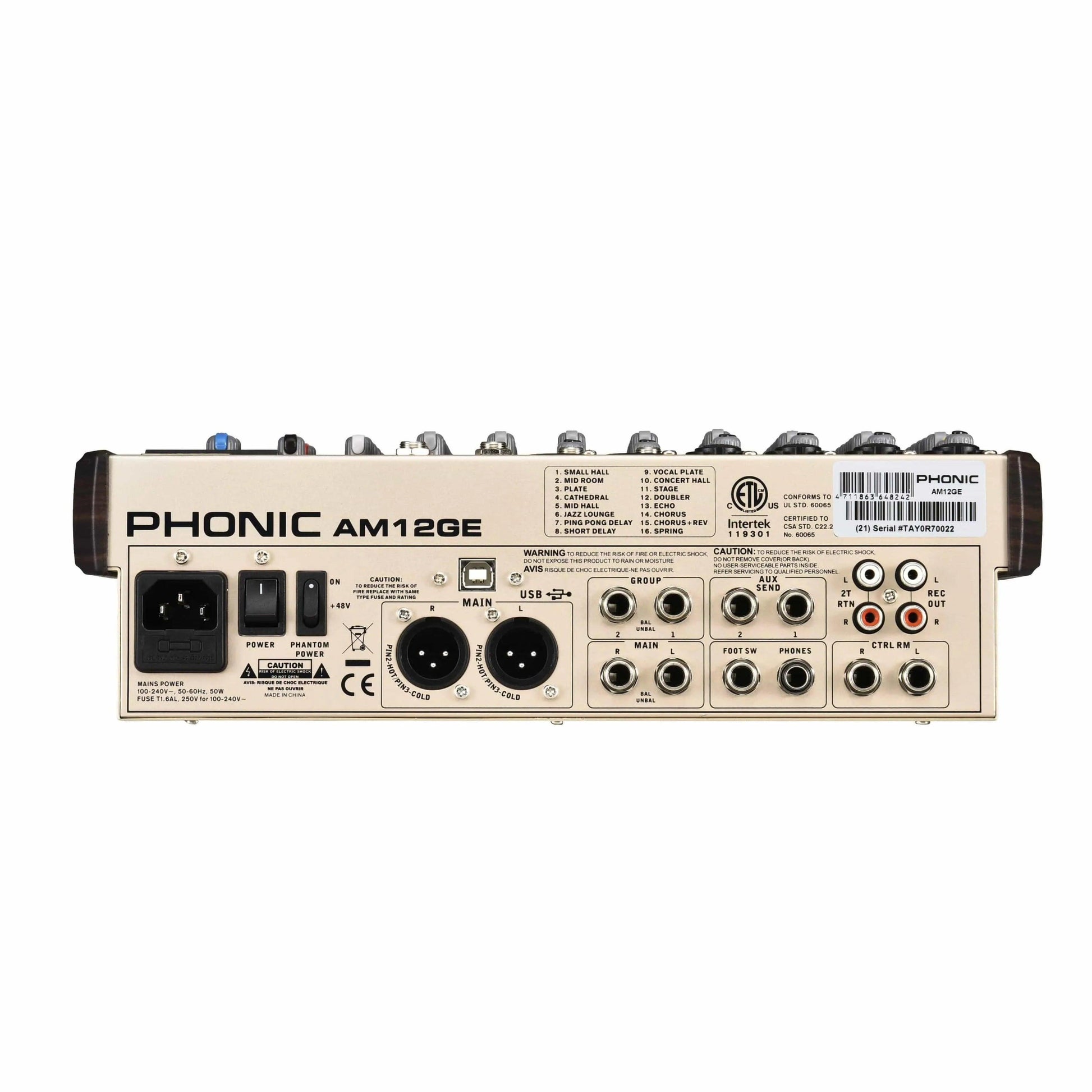 Phonic AM12GE Compact Mixer DFX/BT/TF Recorder/USB