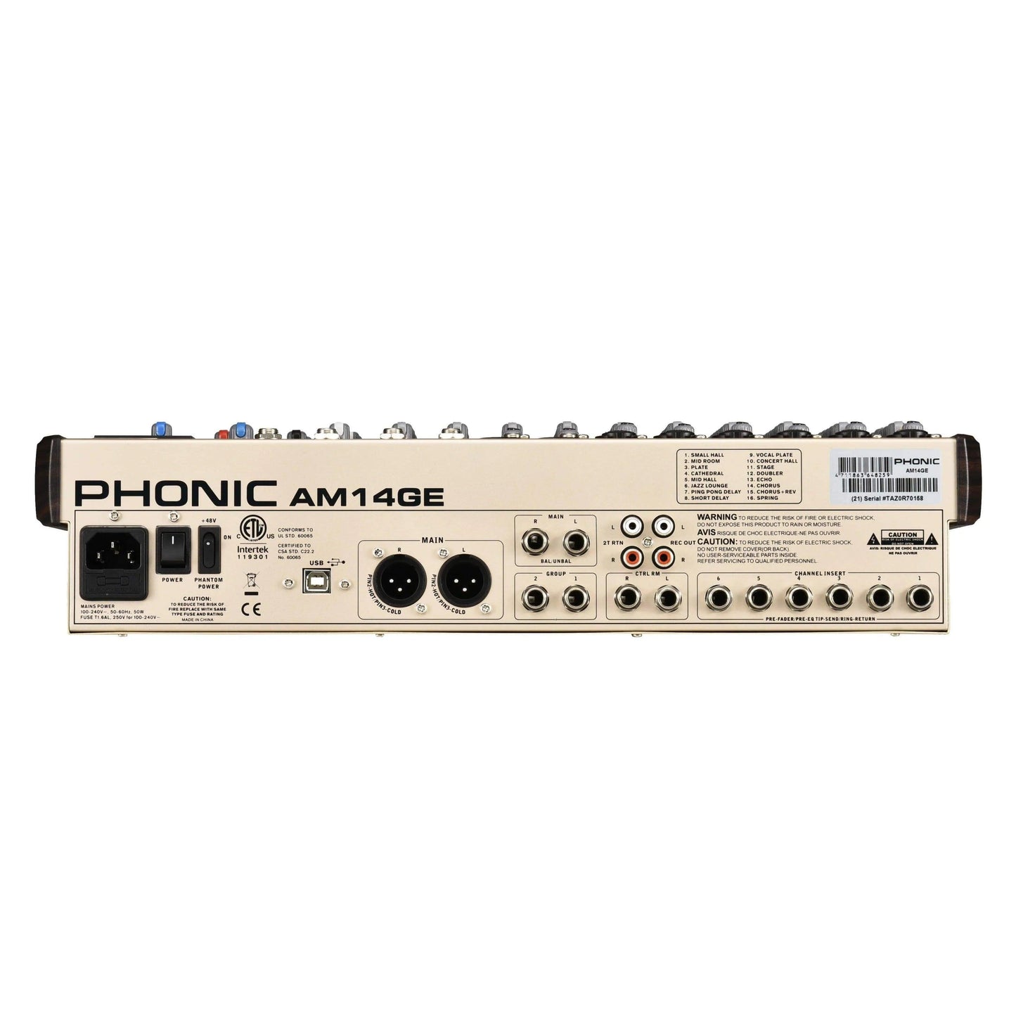 Phonic AM14GE Mixer w/ DFX/BT/TF Recorder/USB